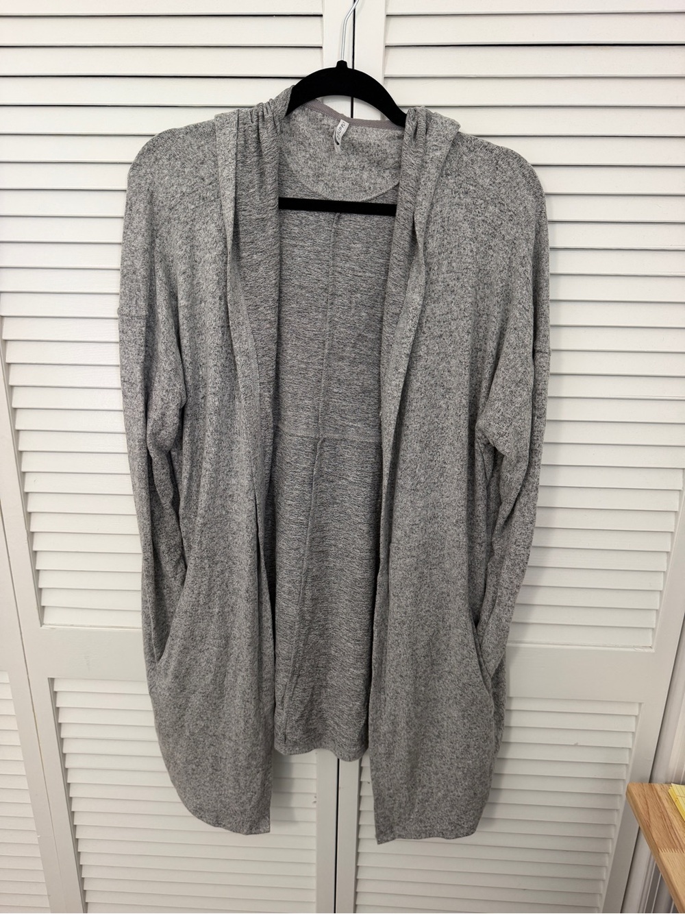 Z Supply Heather Gray Open-Front Hooded Cardigan Size L